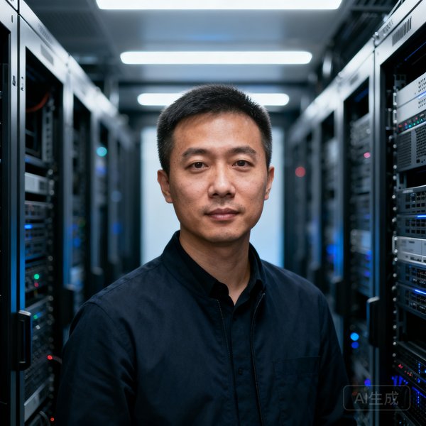 风速体育联合创始人兼CTO林振宇，短发精干的华人男性，背景是服务器机房